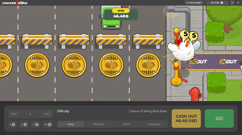 Schermata informativa di Chicken Road 2 con RTP, puntate e dettagli del round